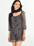 Silk Half-Sleeve Leopard Print Dress