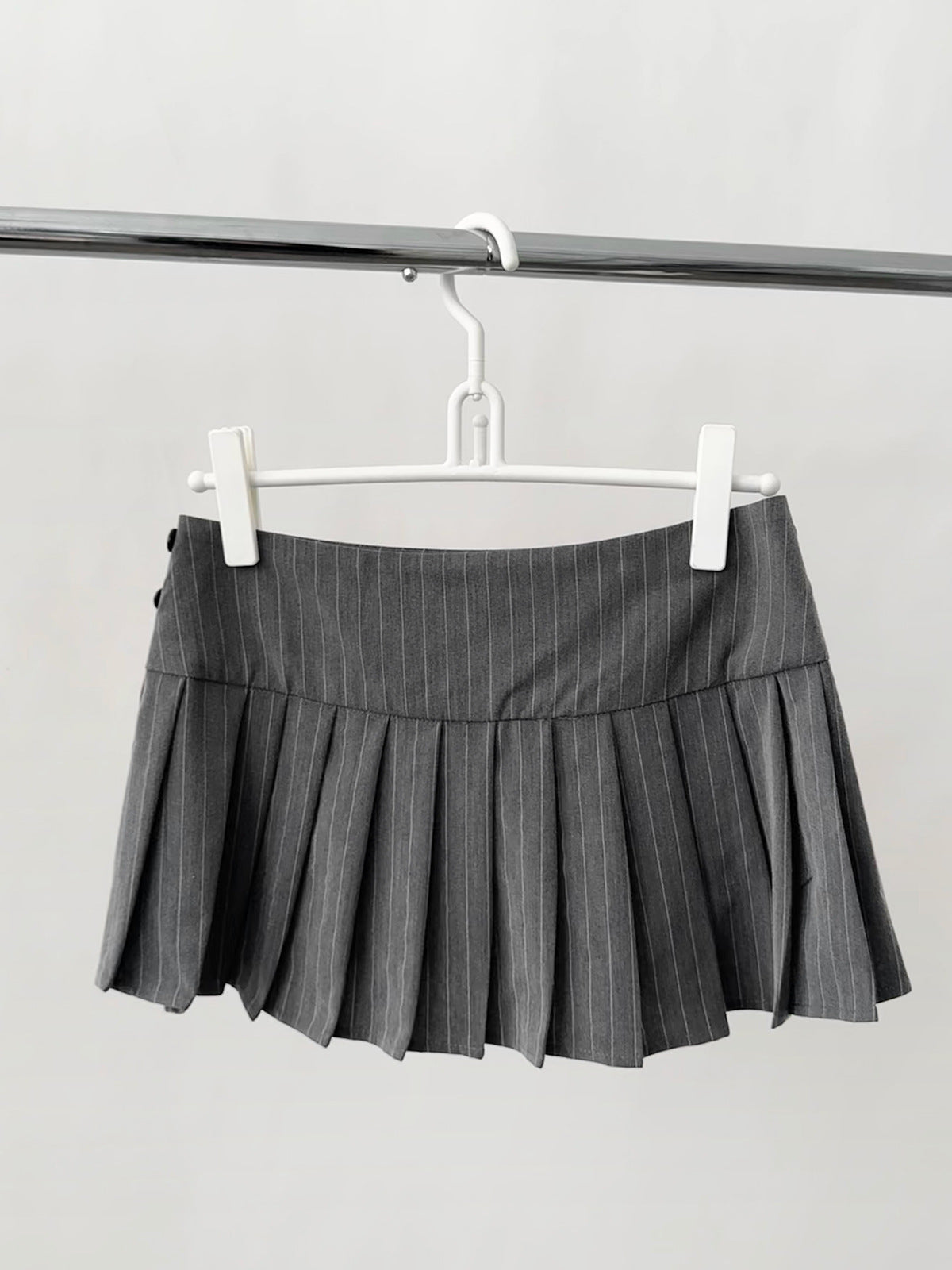 Low Waist Pleated Striped A-Line Skirt