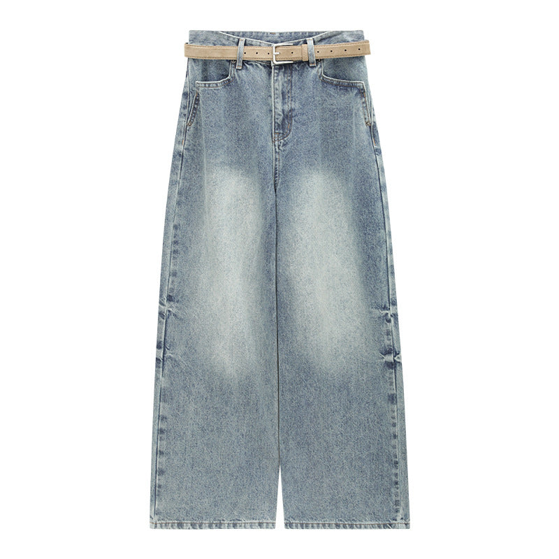 High-Rise Straight-Leg Washed Jeans