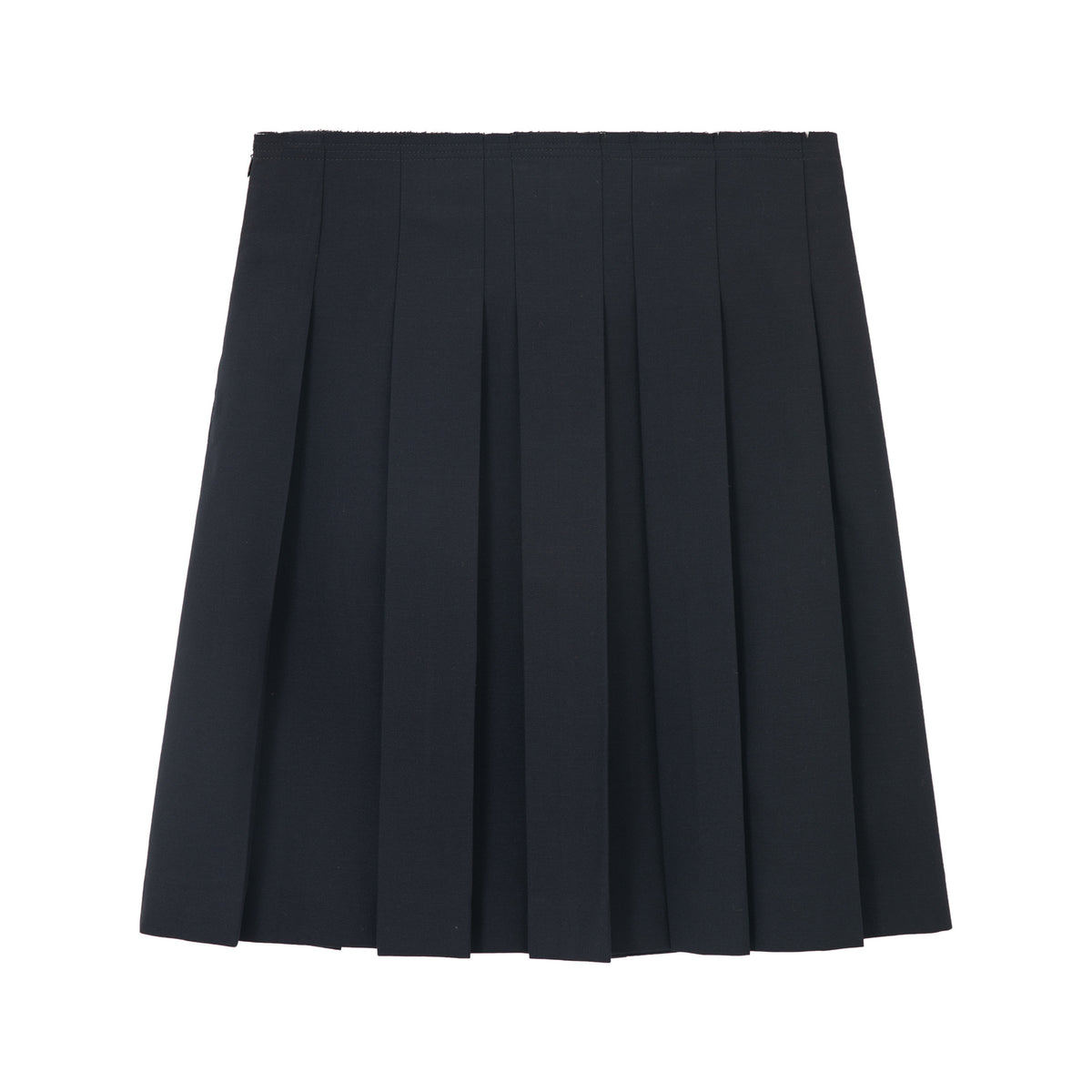 Raw Edge Contrast Classic Pleated Midi Skirt