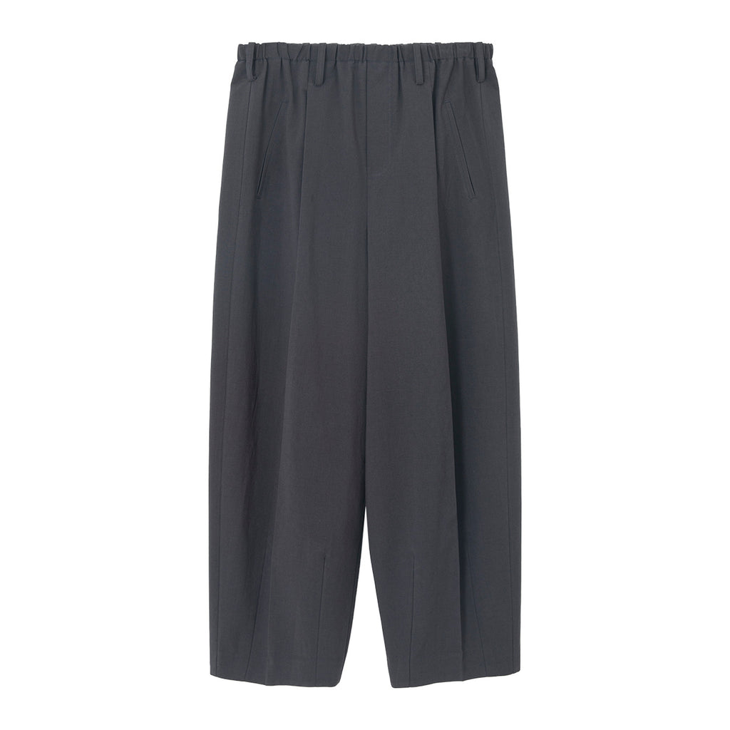 Wool Cotton Elastic Waist Straight Leg Baggy Pants