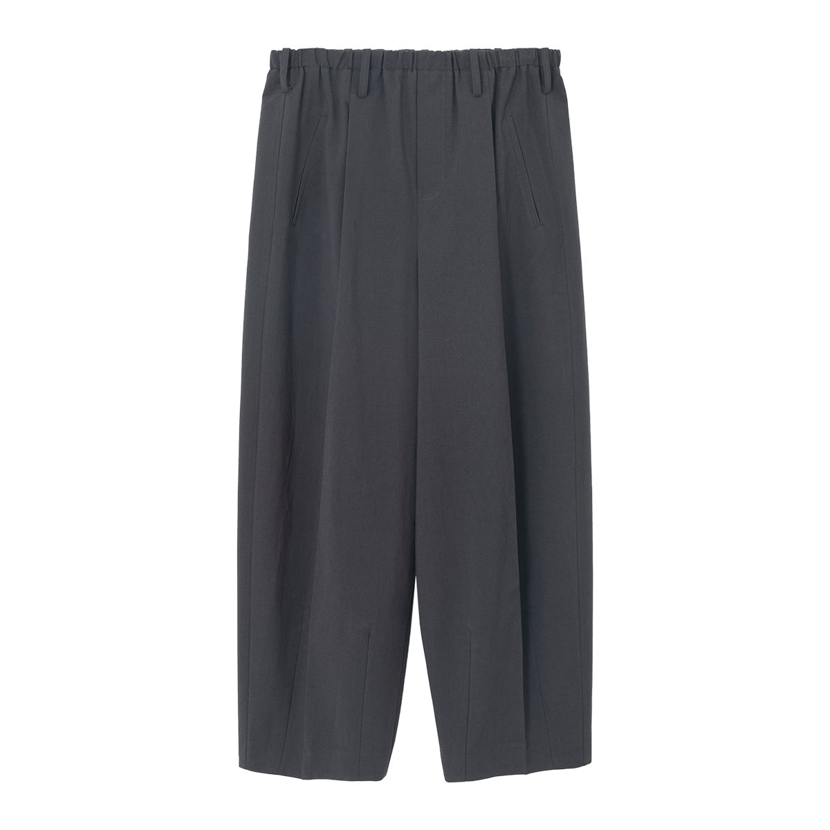 Wool Cotton Elastic Waist Straight Leg Baggy Pants