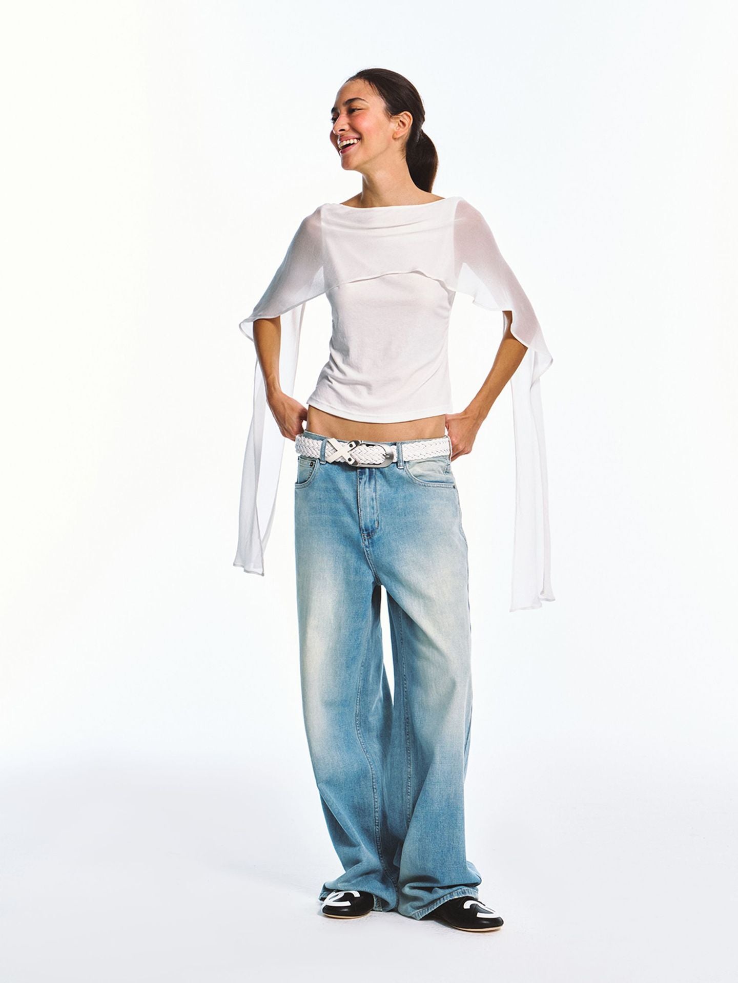 Sheer Shawl Off-Shoulder Off-Shoulder Stylish Top