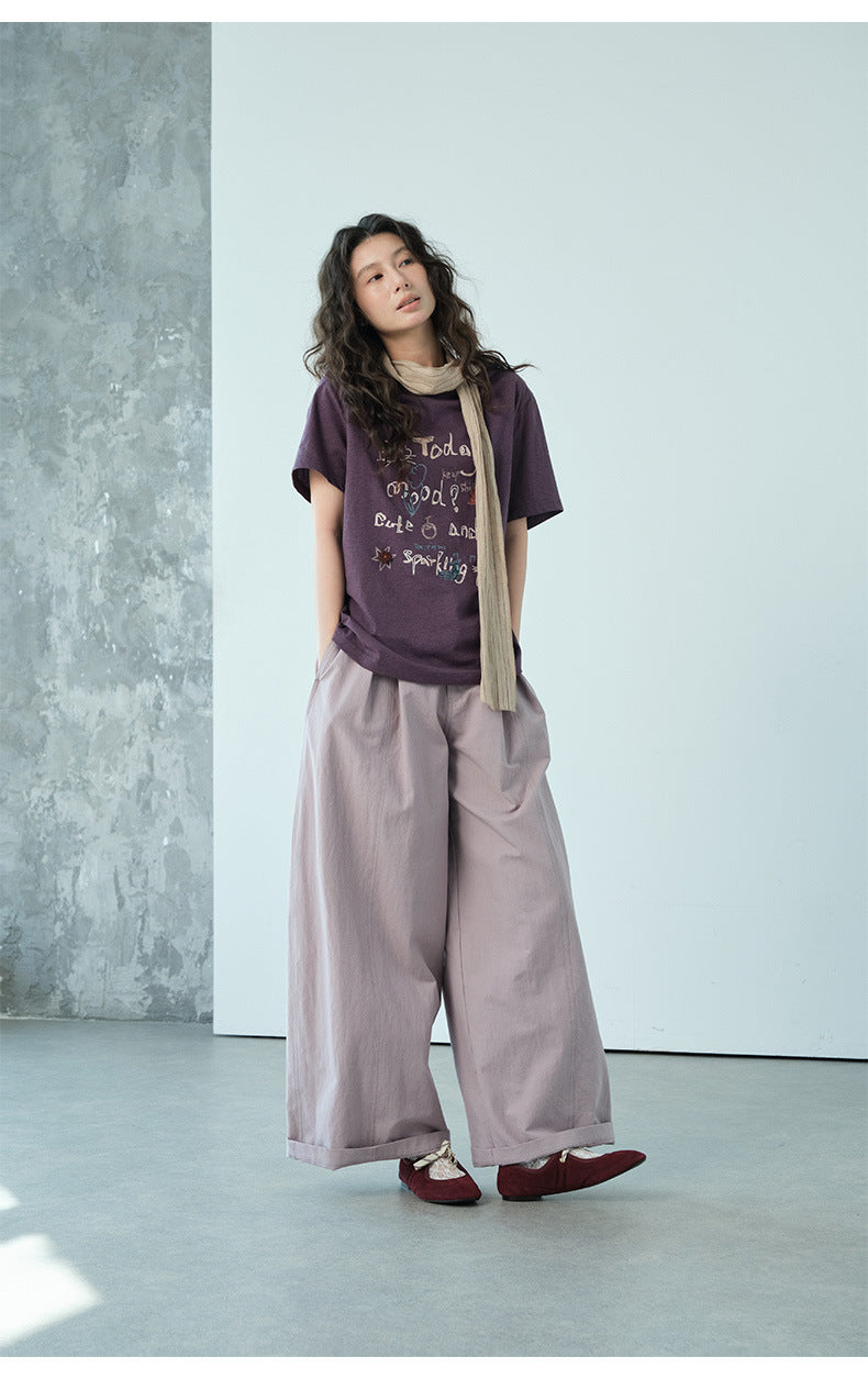 Pleated Casual Wide-leg Pants