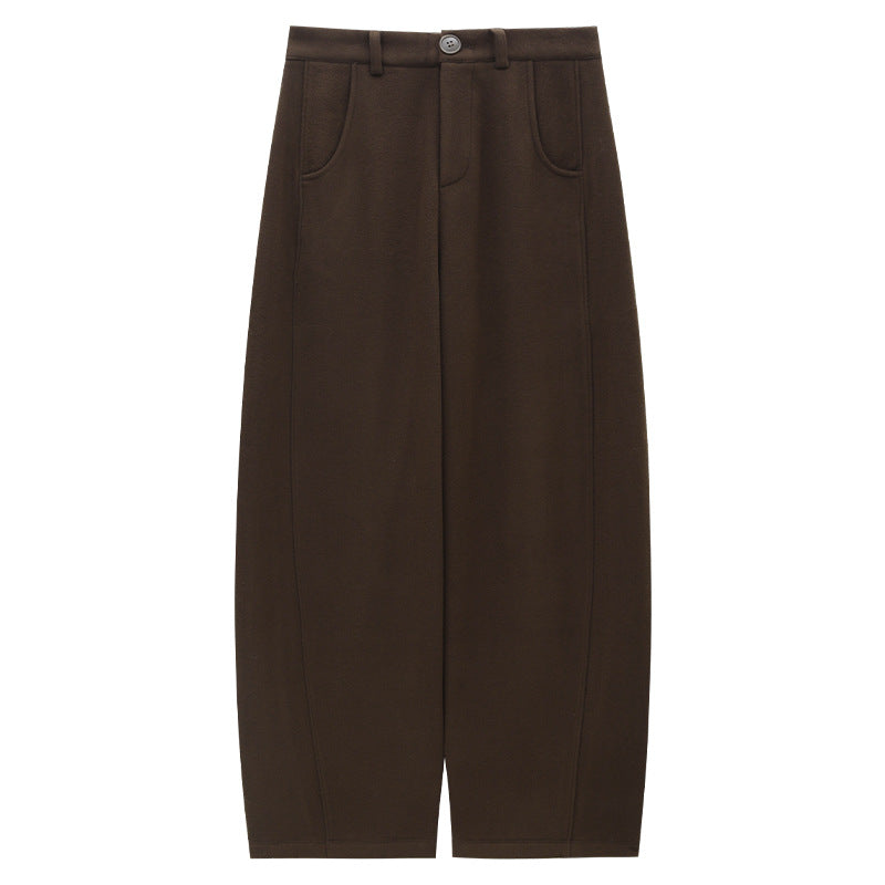 High-Waisted Wide-Leg Ponte Pants with Contrast Seam Detailing