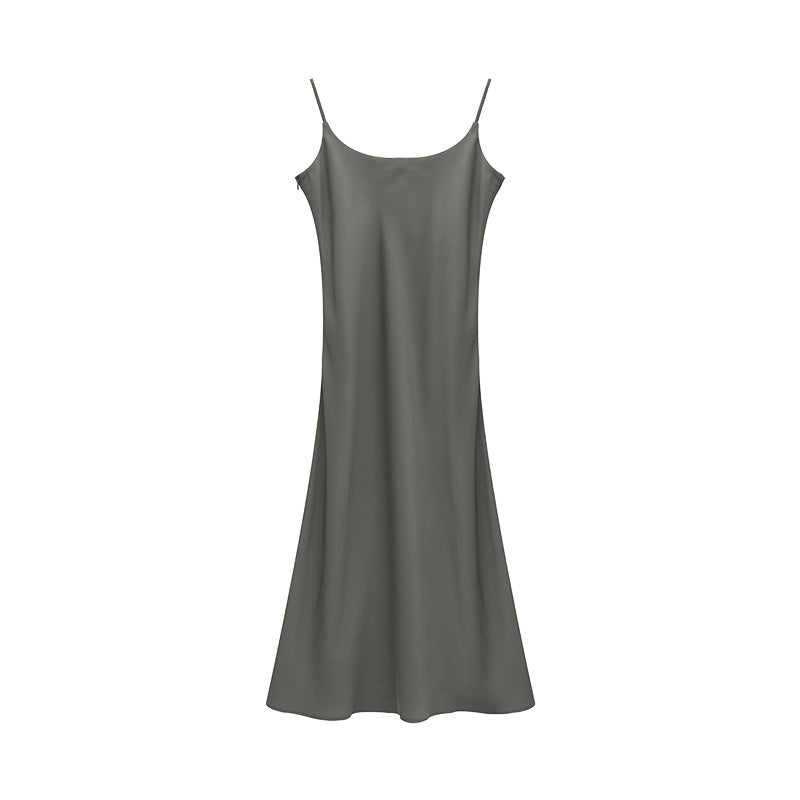 Rich Color Satin Spaghetti Strap Dress