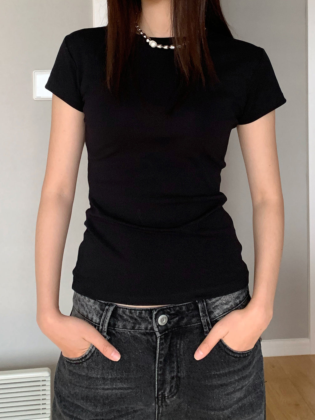 Casual Round Neck Relaxed Unicolor Basic T-shirt