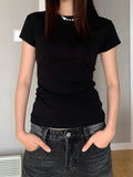 Casual Round Neck Relaxed Unicolor Basic T-shirt