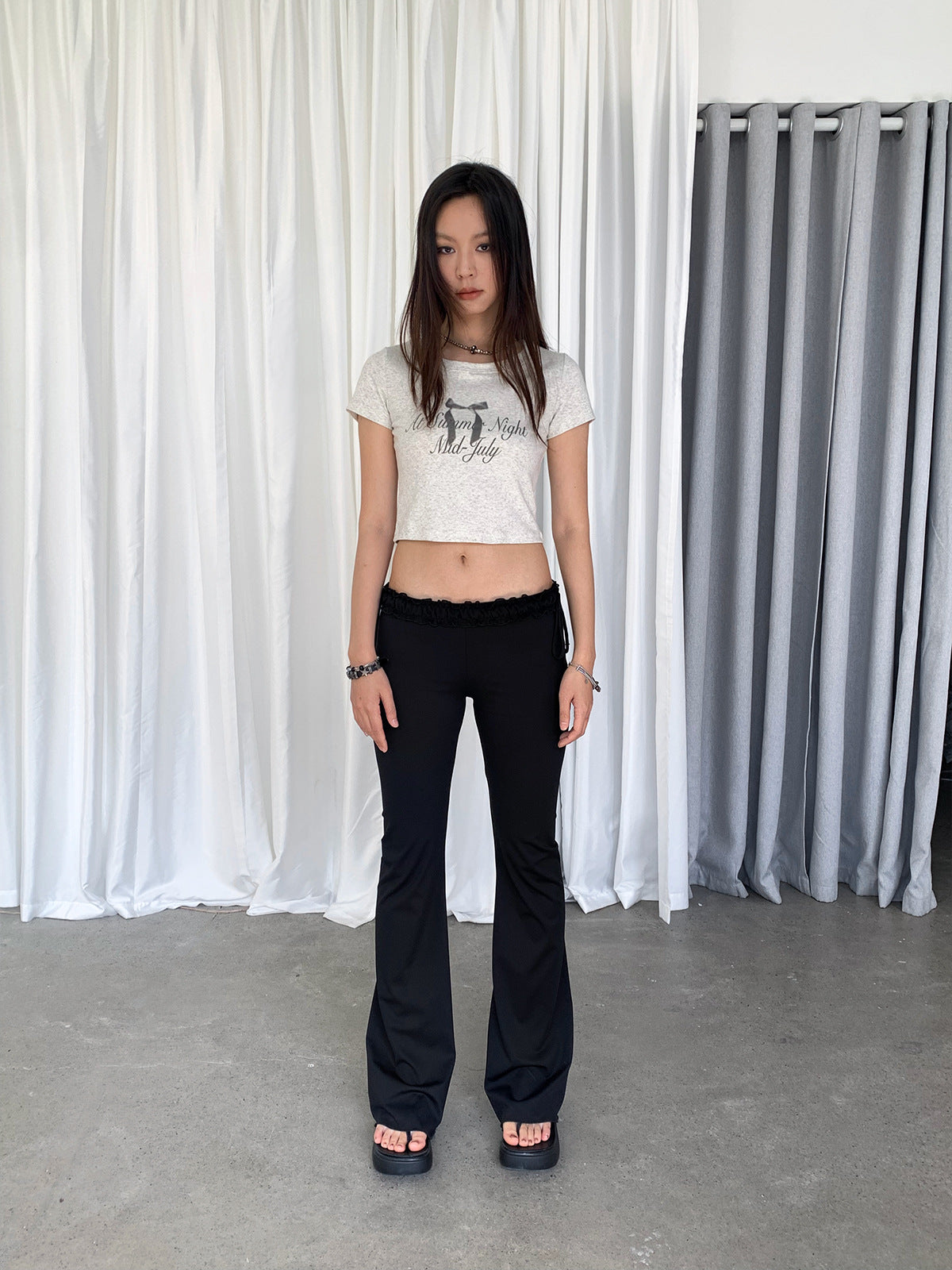 Low-rise Drawstring Bootcut Pants