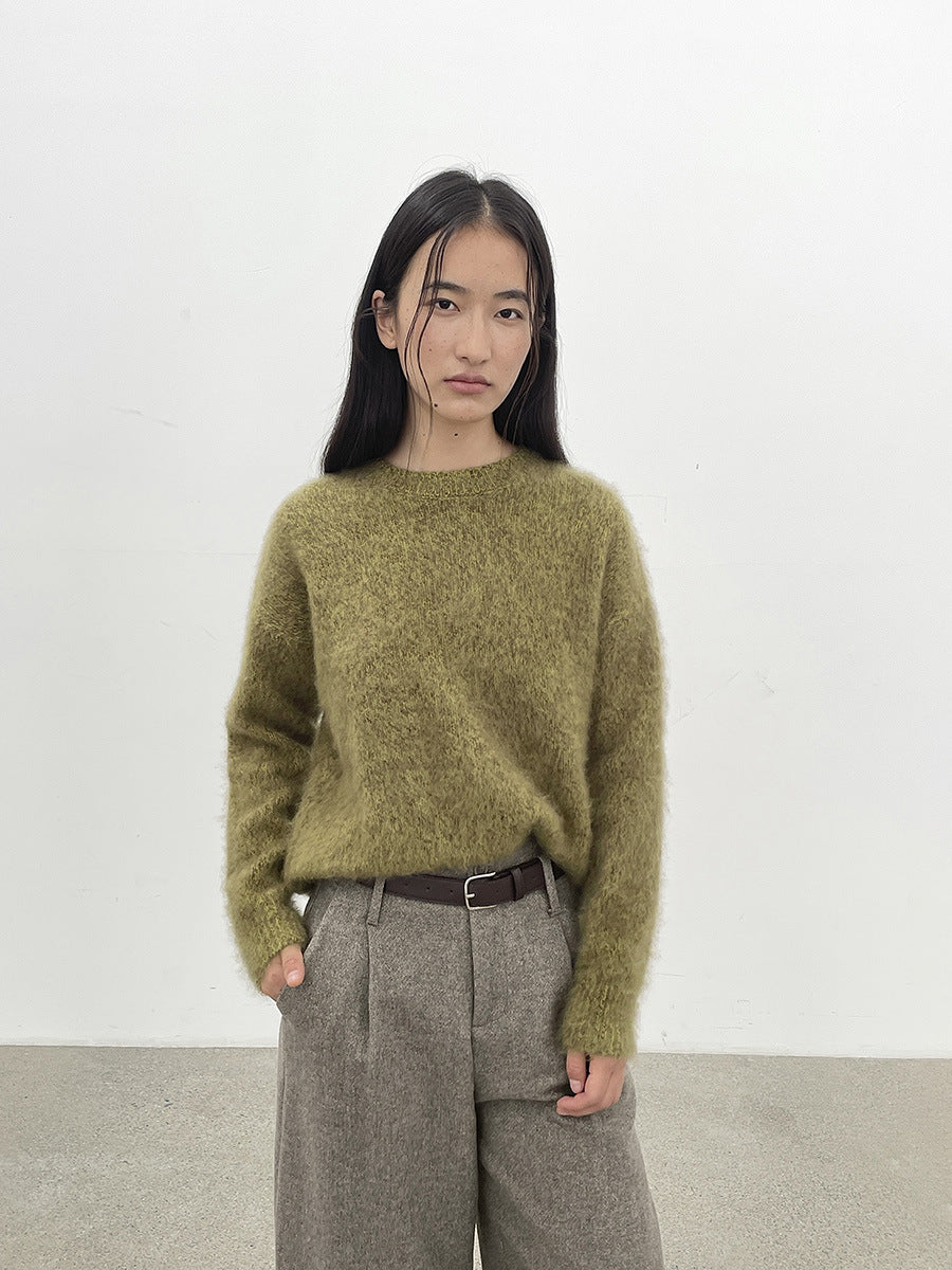 Soft-Fuzz Knit Long Sleeve Crewneck Sweater