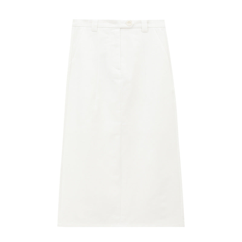 High-Rise Tailored Straight Midi Skirt