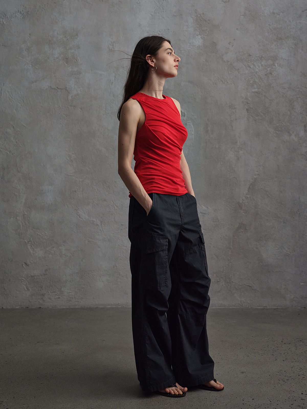 Asymmetrical Pleated Tank Top
