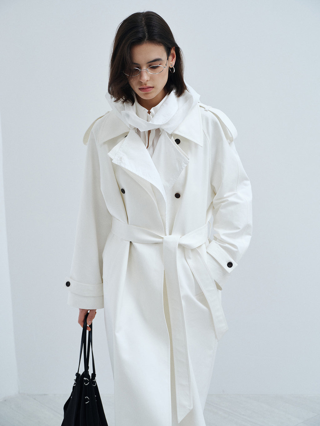 Double-Breasted Belted Relaxed Trench Coat