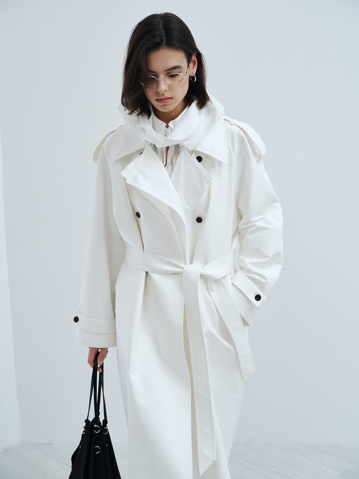 Double-Breasted Belted Relaxed Trench Coat