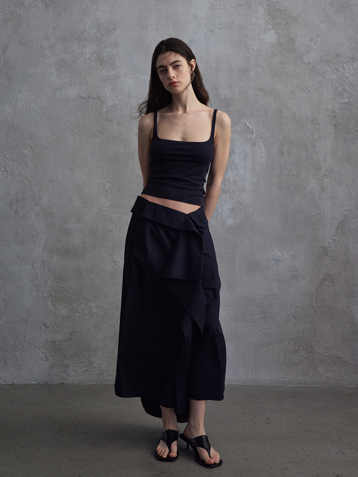 Asymmetric Wrap Midi Skirt