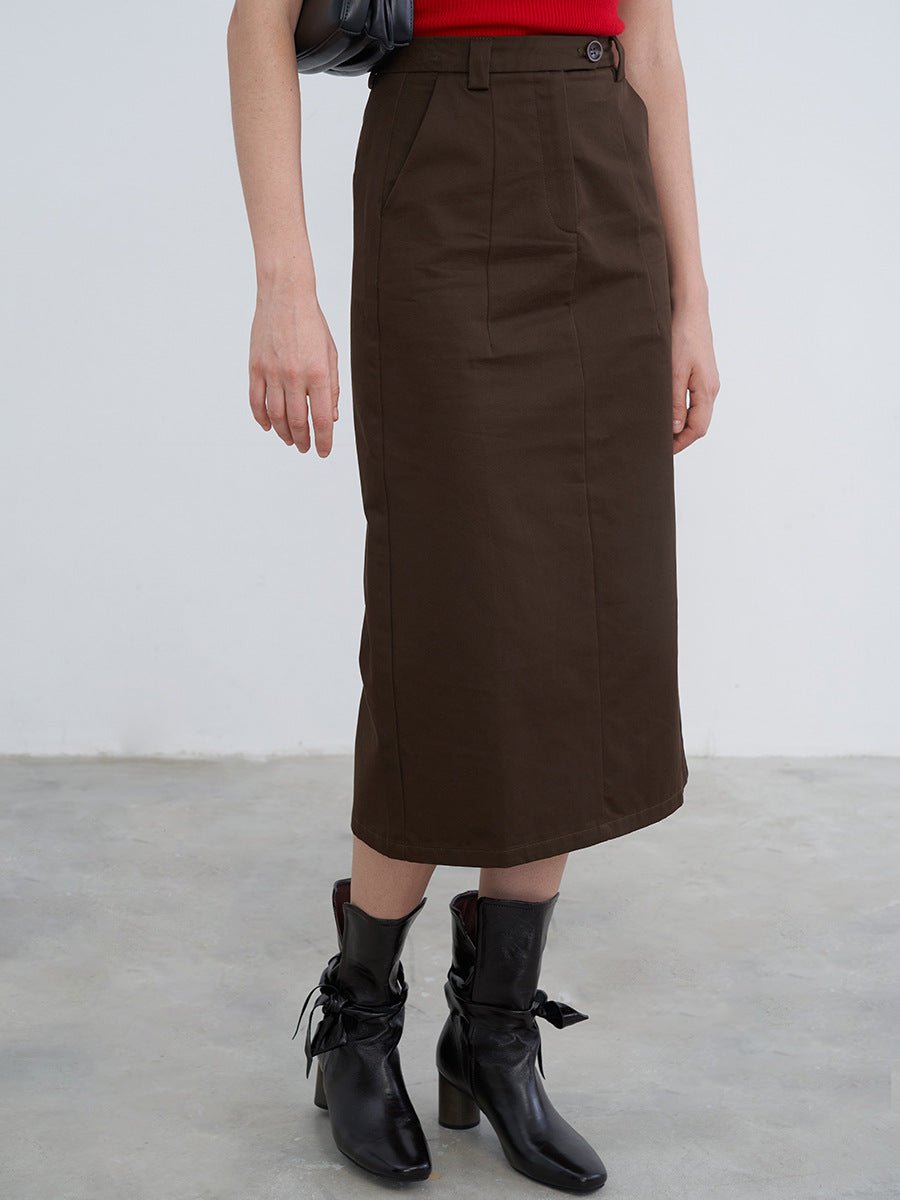 High-Rise Tailored Straight Midi Skirt