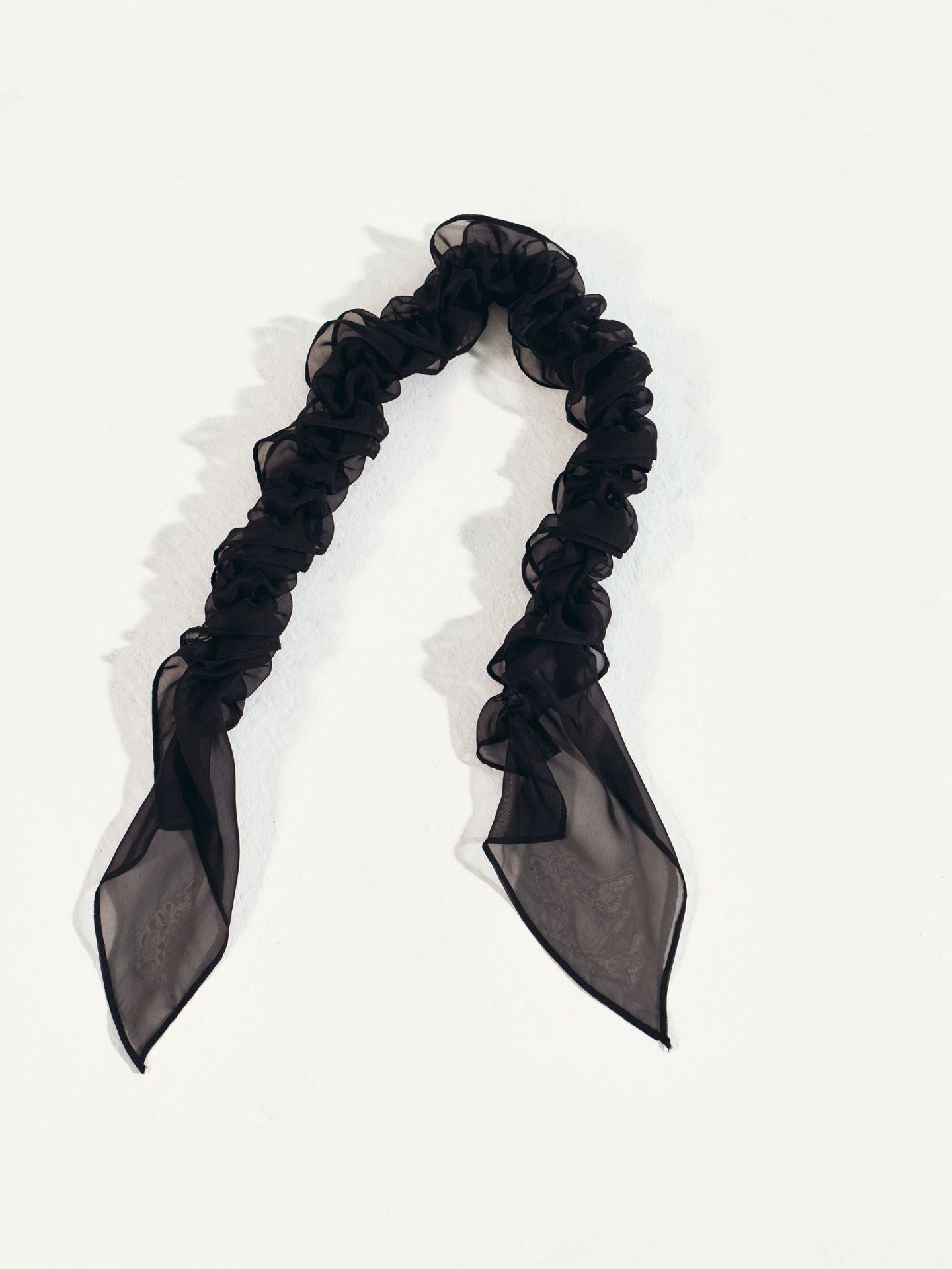 Pleated Design Vintage Style Leopard Print Silk Scarf
