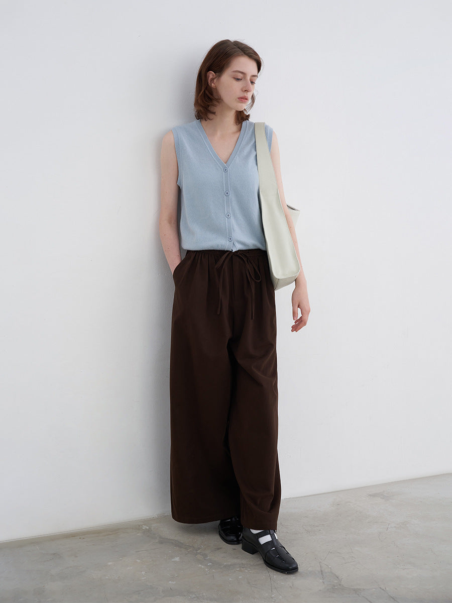 High-Waist Wide-Leg Casual Pants