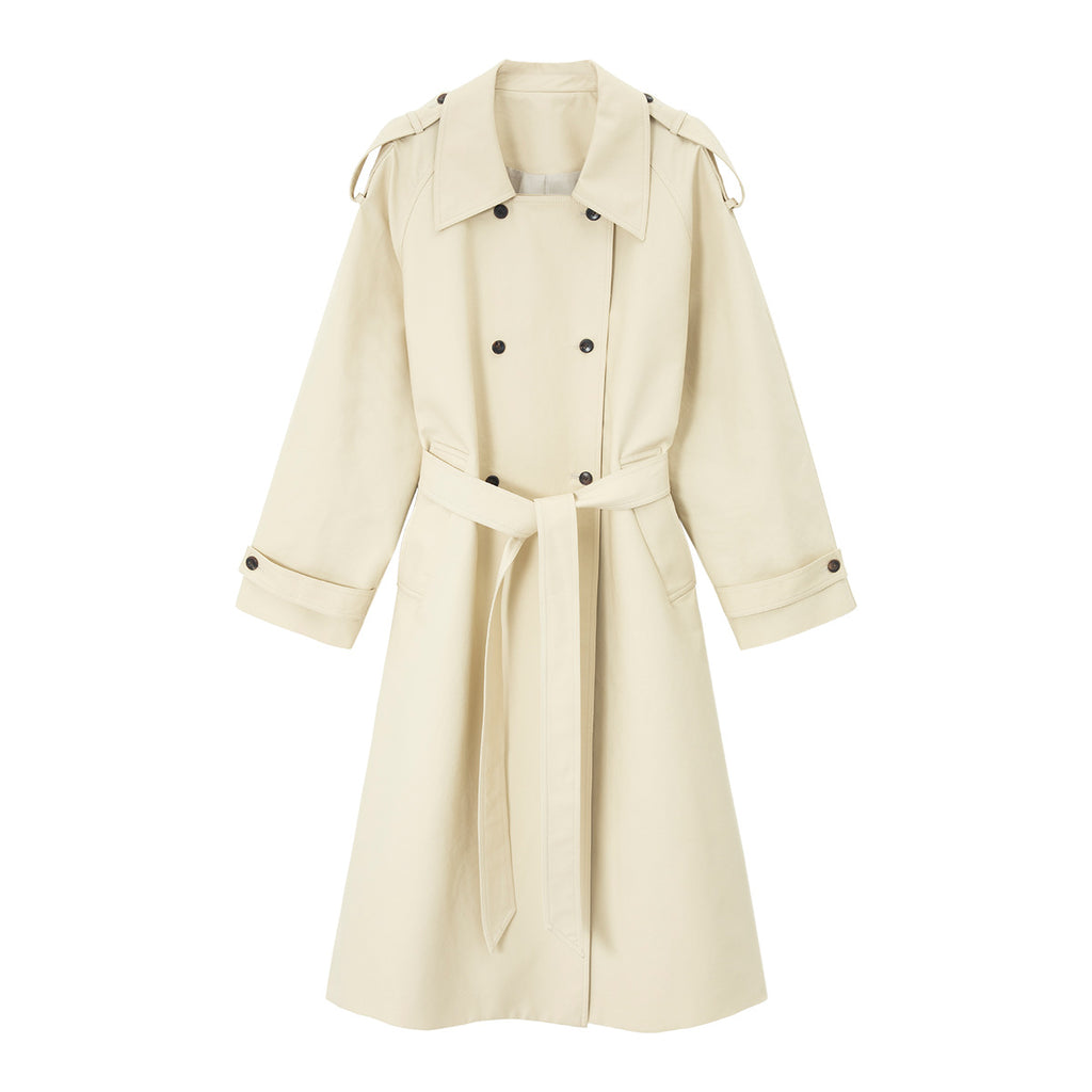 Double-Breasted Belted Relaxed Trench Coat