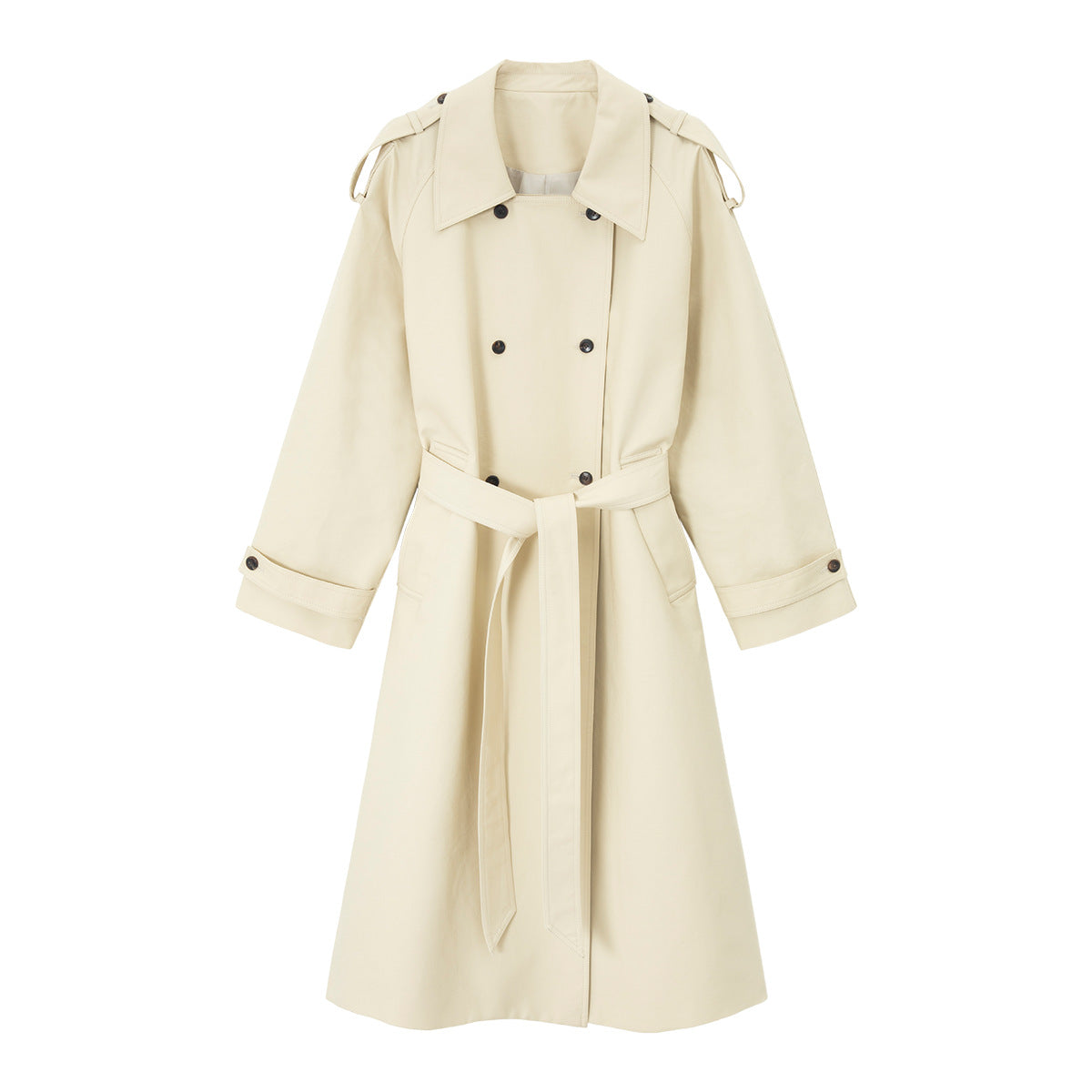 Double-Breasted Belted Relaxed Trench Coat