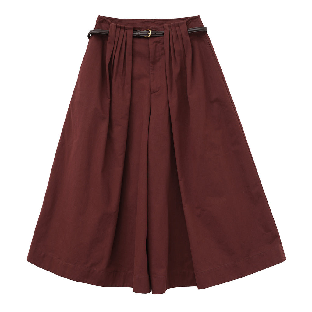 Pleated Cropped Wide-leg Large Pants