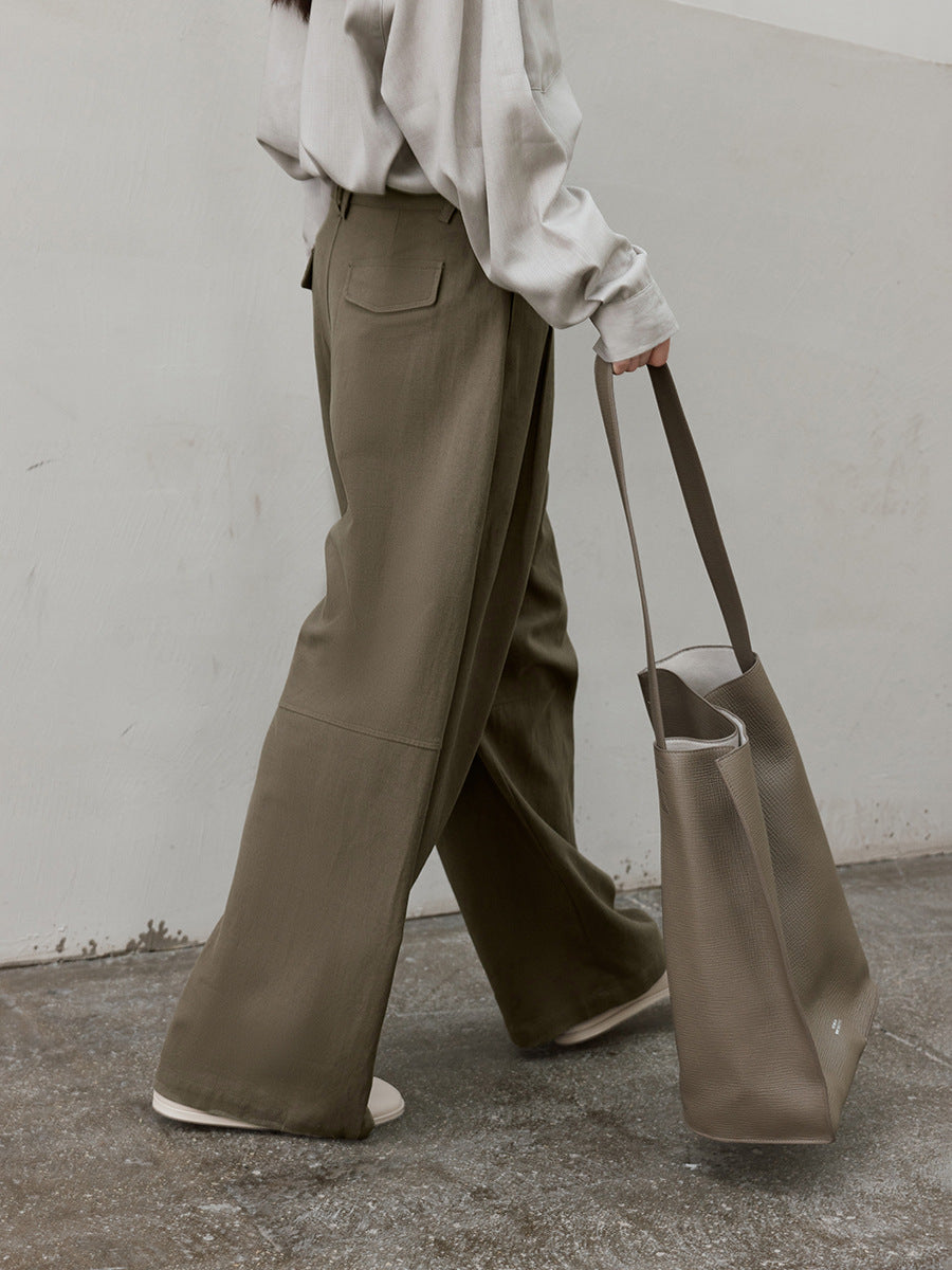 Waist Cord Belt Drape Wide-Leg Pants
