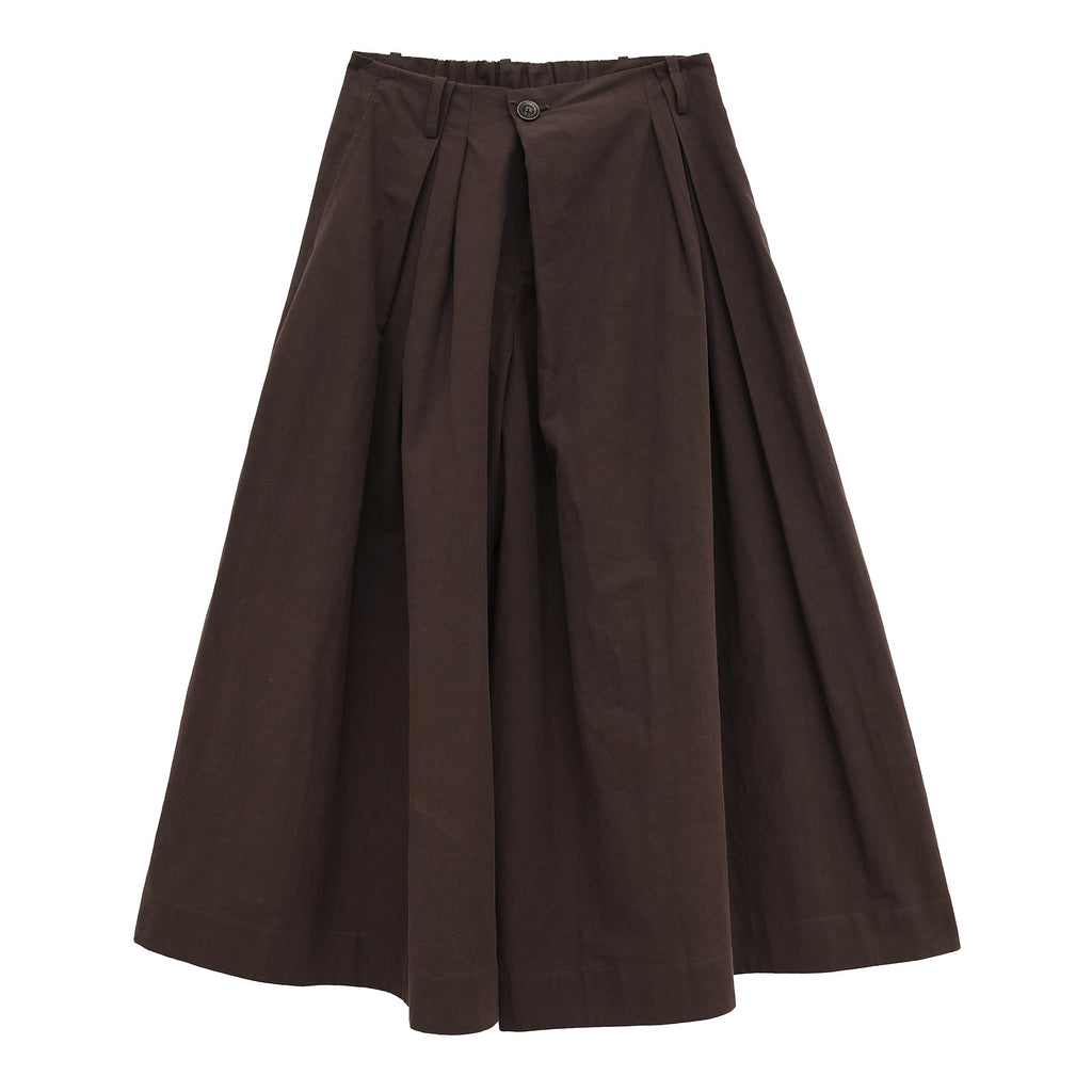 Cotton and Linen Mid-length A-Line Culottes Pants