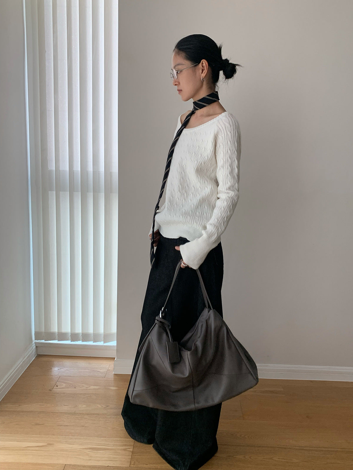 Boat Neck Off-Shoulder Knitted Sweater