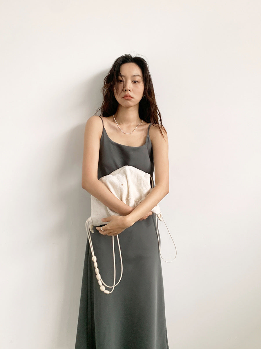 Rich Color Satin Spaghetti Strap Dress