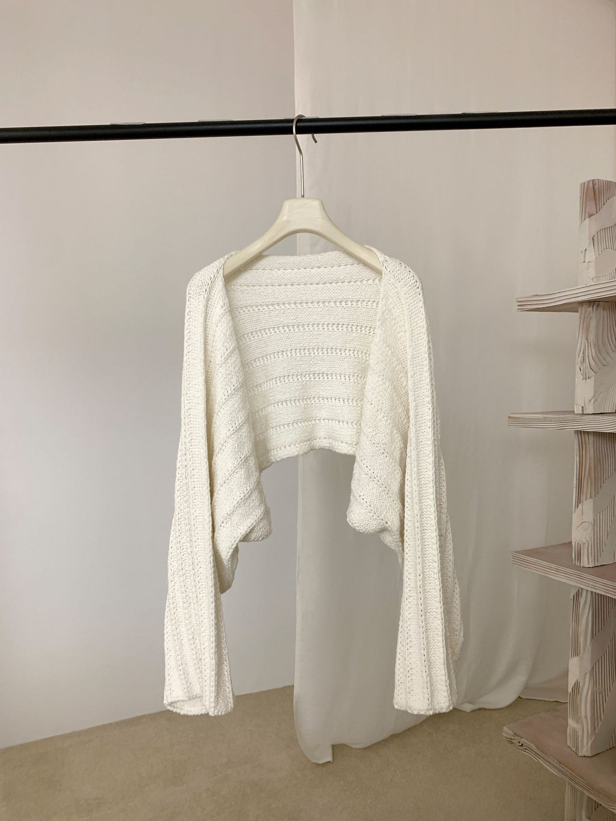 Thick Thread Knitted Long-sleeved Cardigan Shawl