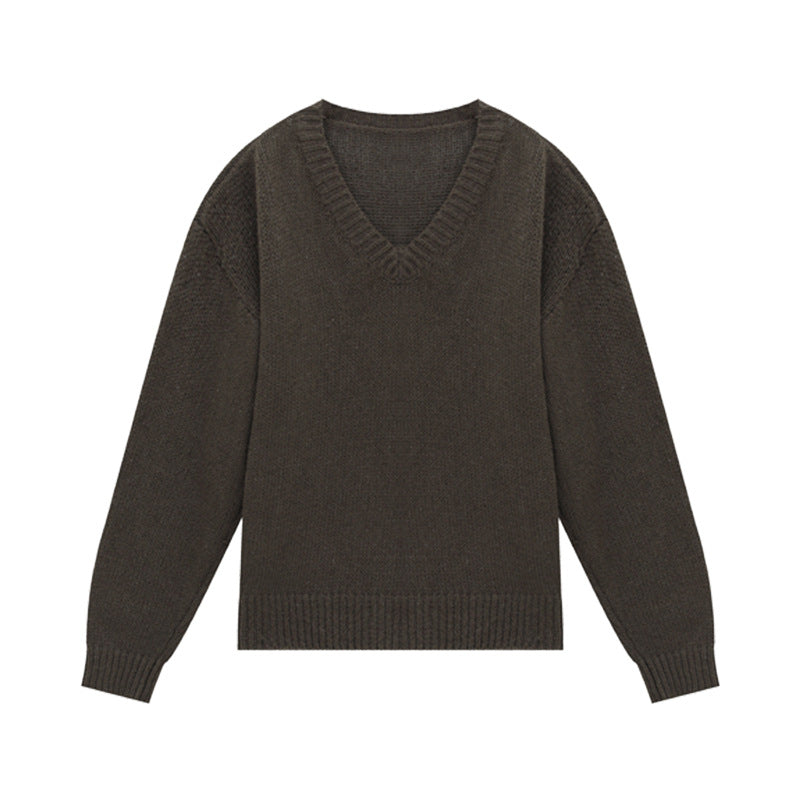 Large V-neck Loose Knit Sweater