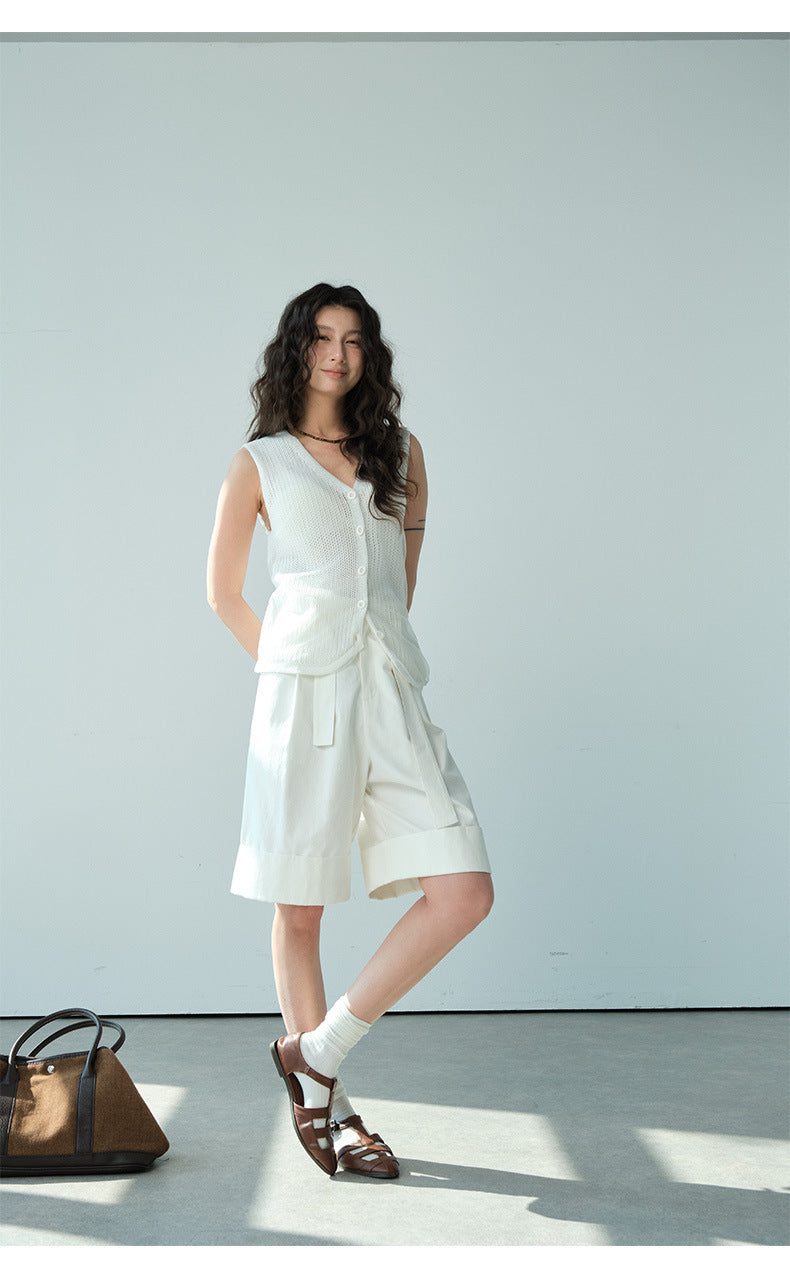 Silk Mesh Knit Wool Vest