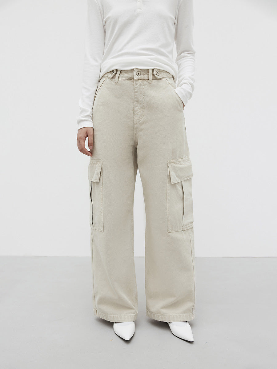 Distressed Wide Leg Cargo Work Pants