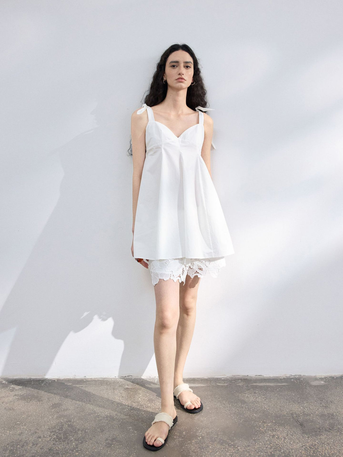 Adjustable Sweetheart Neck Cotton Dress Top
