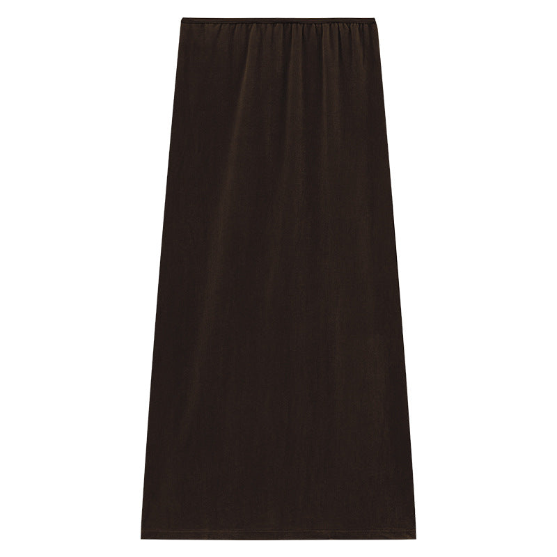Soft Drape Velvet Straight Midi Skirt