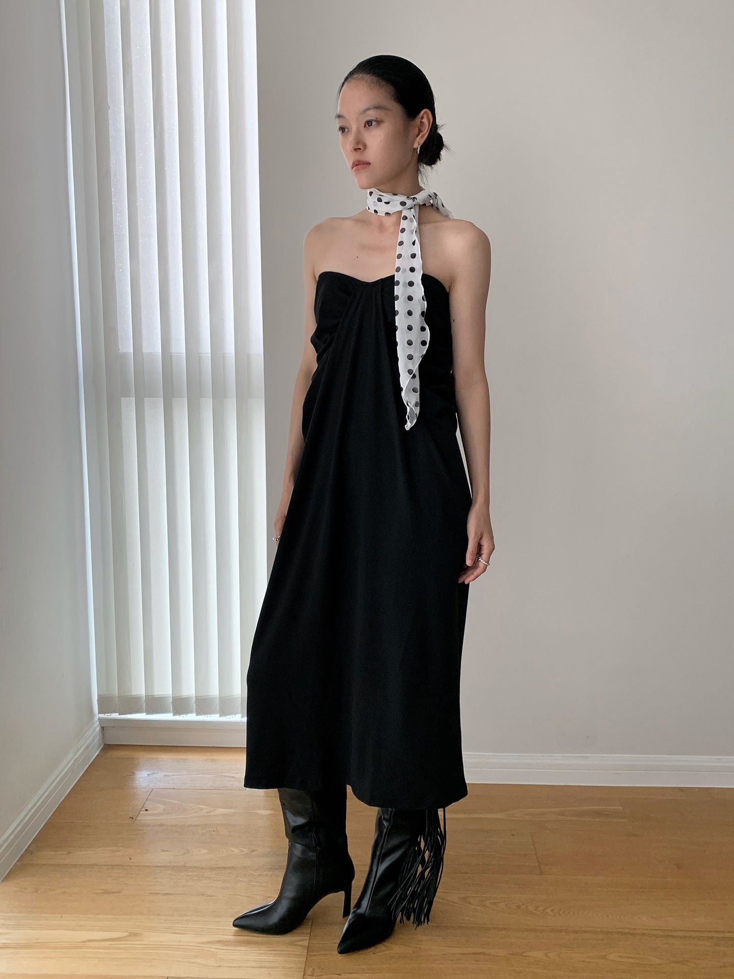 Draped Ruched Maxi Mermaid Skirt Dress