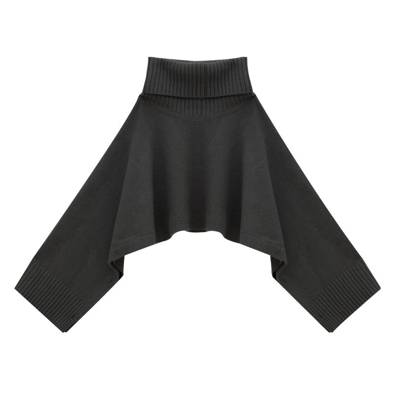 Cropped Oversized Turtleneck Wool Knit Sweater