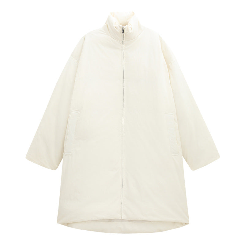 White Duck Down Warm-Locking Mid-Length Down Coat