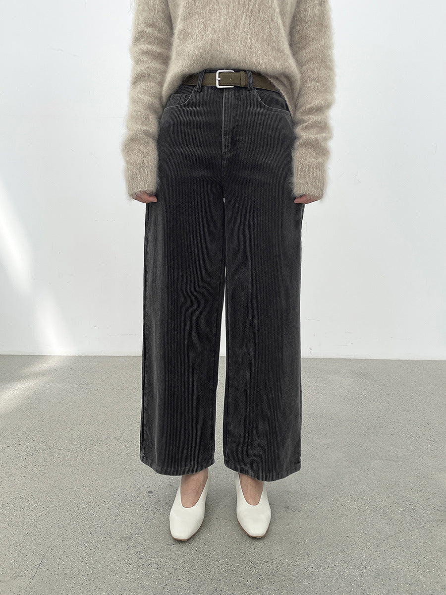 Straight-Leg Corduroy Casual Pants