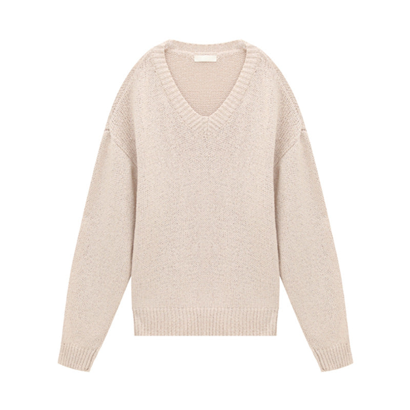 Large V-neck Loose Knit Sweater