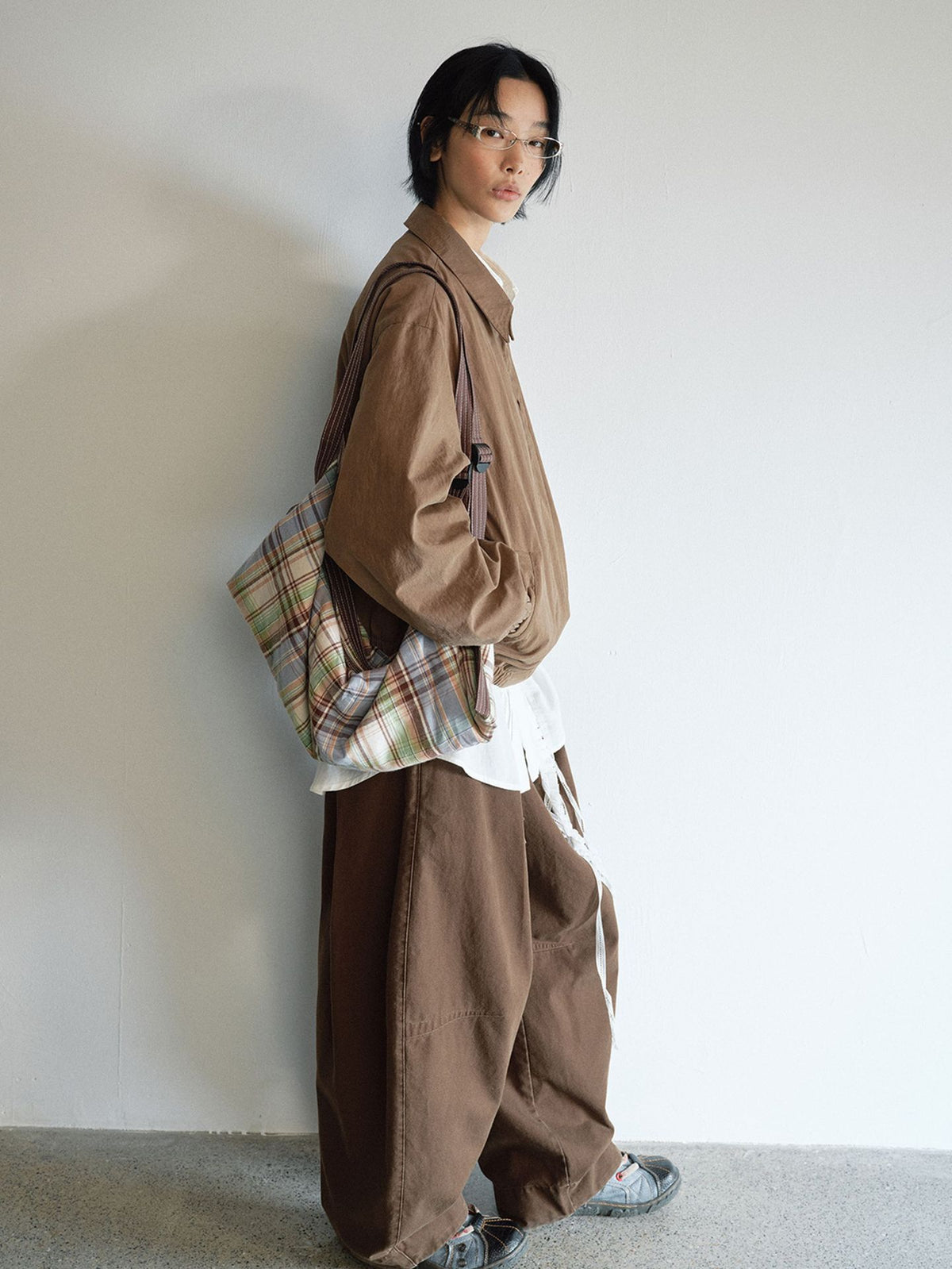 Vintage Classic Plaid One Shoulder Padded Underarm Bag