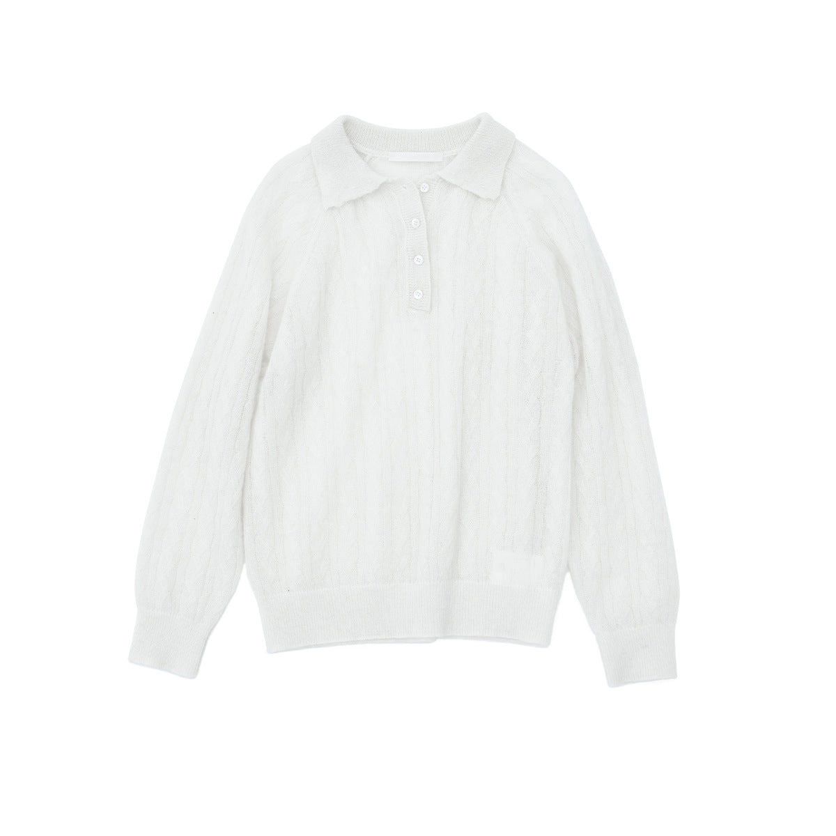 Casual Polo Collar Long Sleeve Wool Sweater