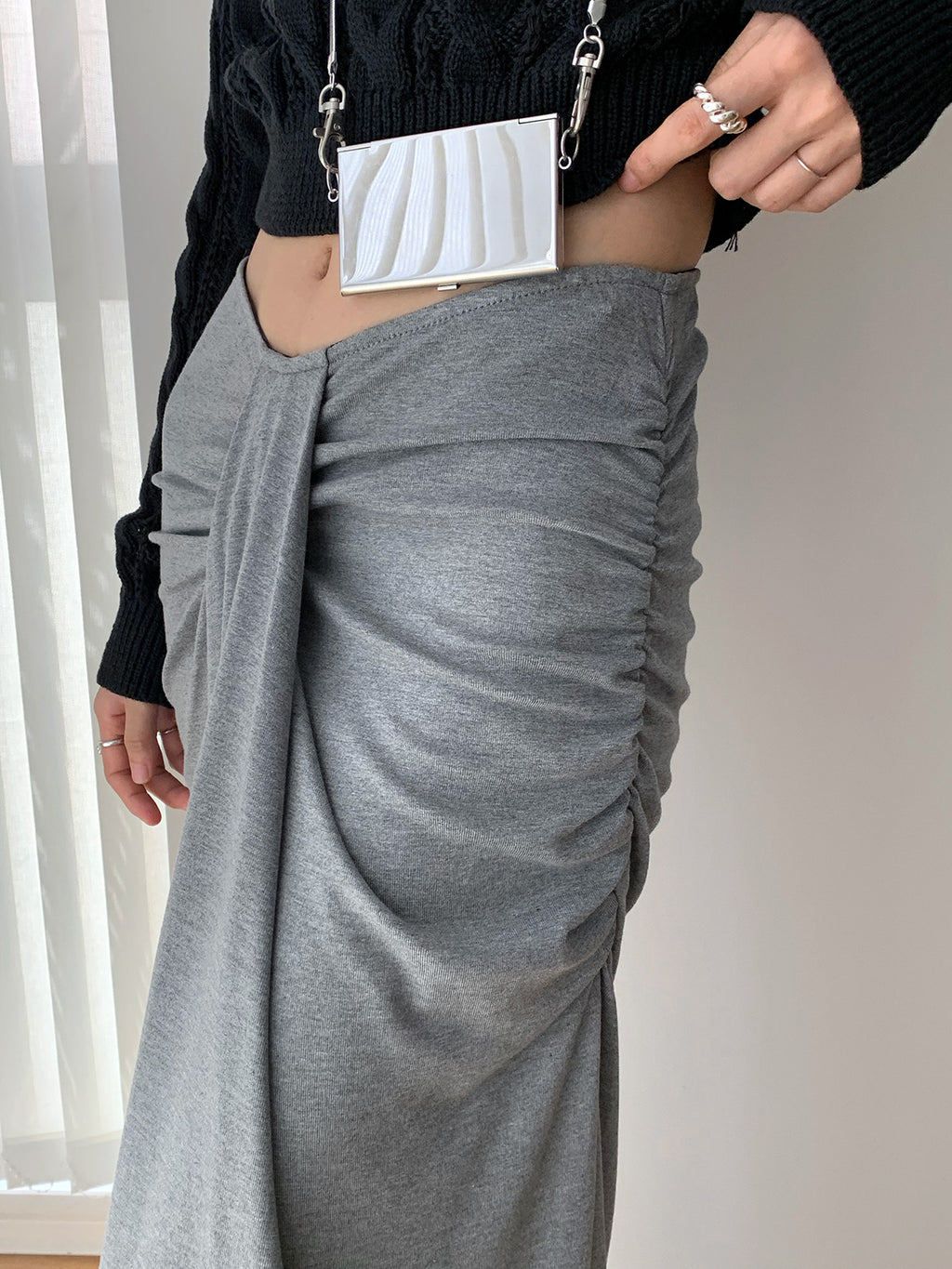 Draped Ruched Maxi Mermaid Skirt Dress