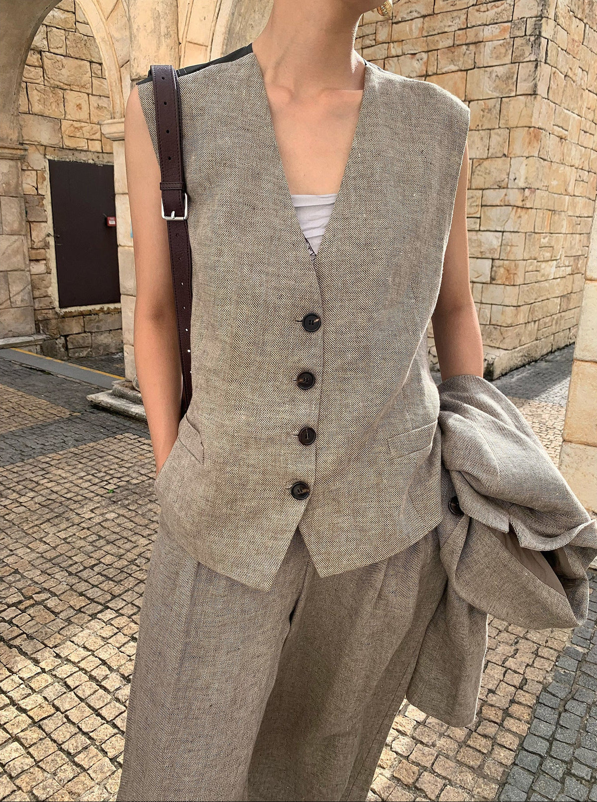 Women's Linen Suit Vest