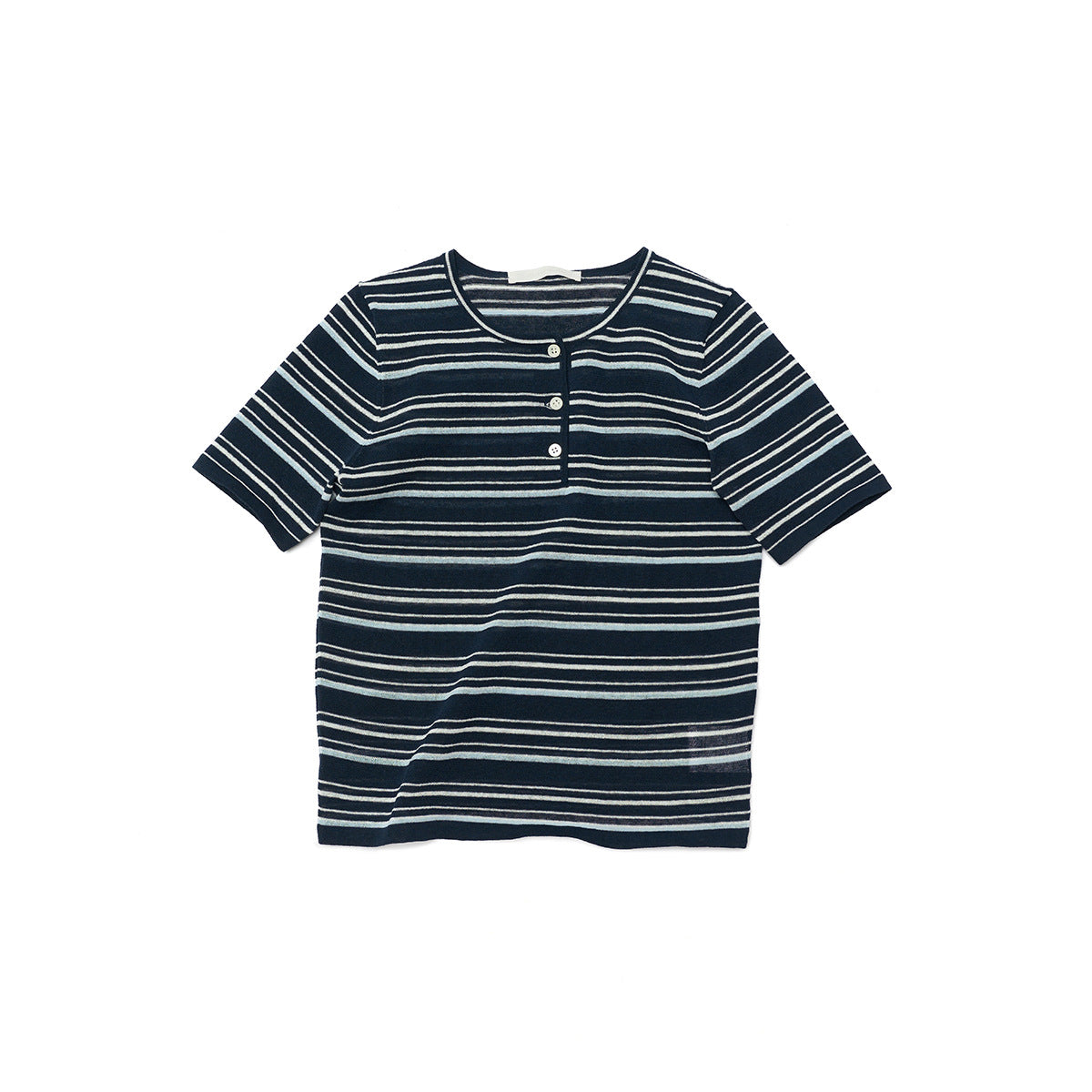 Color-Block Striped Knit Short-Sleeve Top