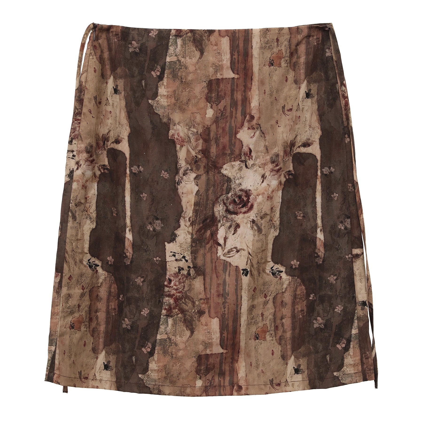 Vintage Style Floral Print Straight Midi Skirt