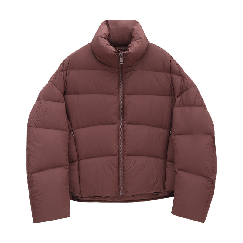 Duck Down Warm Stand Collar Lightweight Relaxed Puffer Jacket