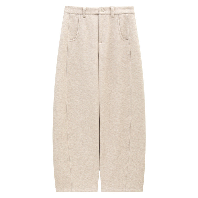 High-Waisted Wide-Leg Ponte Pants with Contrast Seam Detailing