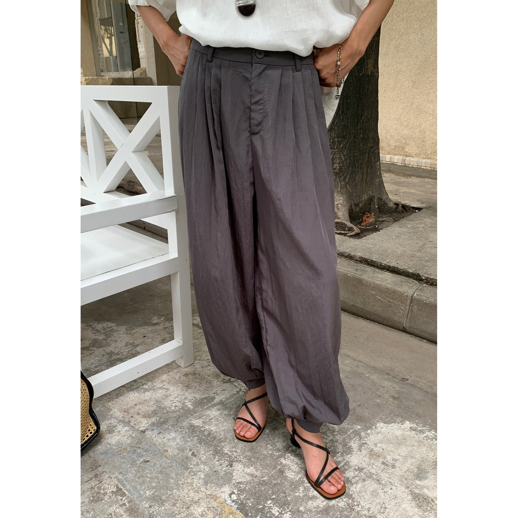 Lyocell Tencel Casual Parachute Wide-Leg Pants