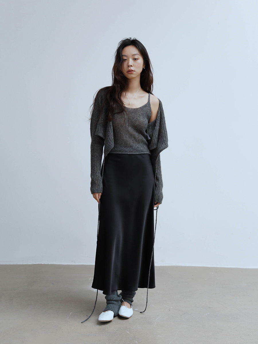 Satin A-line Mermaid Maxi Skirt
